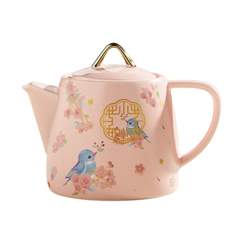 Ceainic roz cu flori de cireș – stil Ruyi, set de ceai romantic cu tavă pentru casă