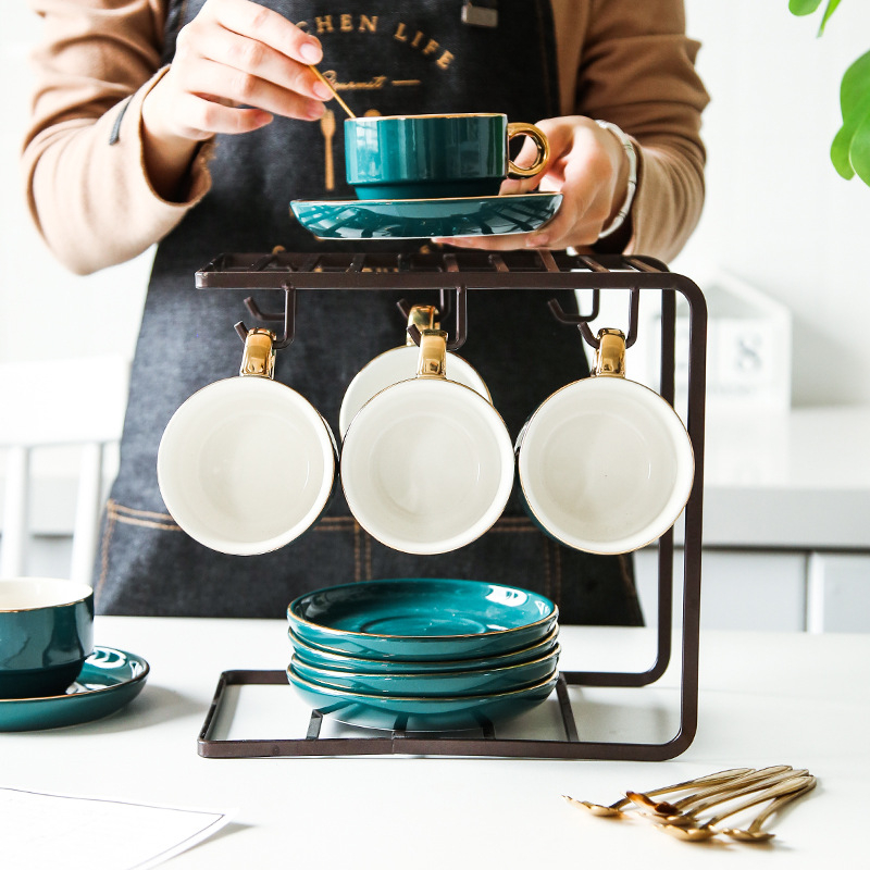Set de ceai cu flori, stil european, ceainic ceramic și cești din sticlă, pictură manuală, încălzire cu lumânare pentru ceai de fructe la ceaiul de după-amiază
