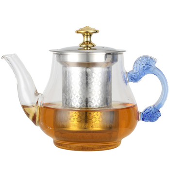 Ceainic din sticlă borosilicat de înaltă rezistență, pentru folosire la cald și rece, cu interior din oțel inoxidabil 304, set de ceai pentru casă, filtru din oțel inoxidabil, pentru ceai de flori