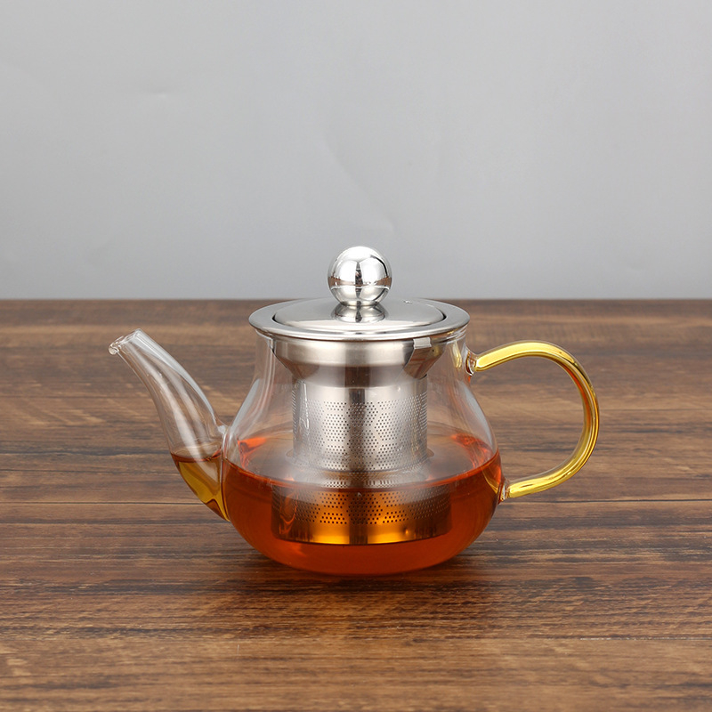 Ceainic din sticlă borosilicat de înaltă rezistență, pentru folosire la cald și rece, cu interior din oțel inoxidabil 304, set de ceai pentru casă, filtru din oțel inoxidabil, pentru ceai de flori
