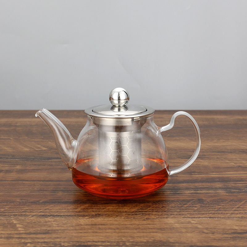 Ceainic din sticlă borosilicat de înaltă rezistență, pentru folosire la cald și rece, cu interior din oțel inoxidabil 304, set de ceai pentru casă, filtru din oțel inoxidabil, pentru ceai de flori