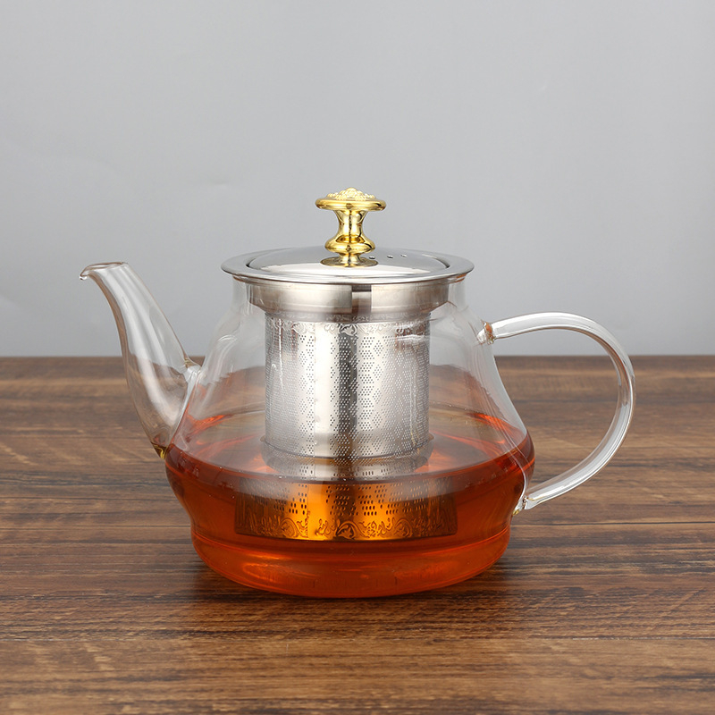 Ceainic din sticlă borosilicat de înaltă rezistență, pentru folosire la cald și rece, cu interior din oțel inoxidabil 304, set de ceai pentru casă, filtru din oțel inoxidabil, pentru ceai de flori