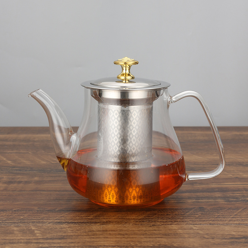 Ceainic din sticlă borosilicat de înaltă rezistență, pentru folosire la cald și rece, cu interior din oțel inoxidabil 304, set de ceai pentru casă, filtru din oțel inoxidabil, pentru ceai de flori