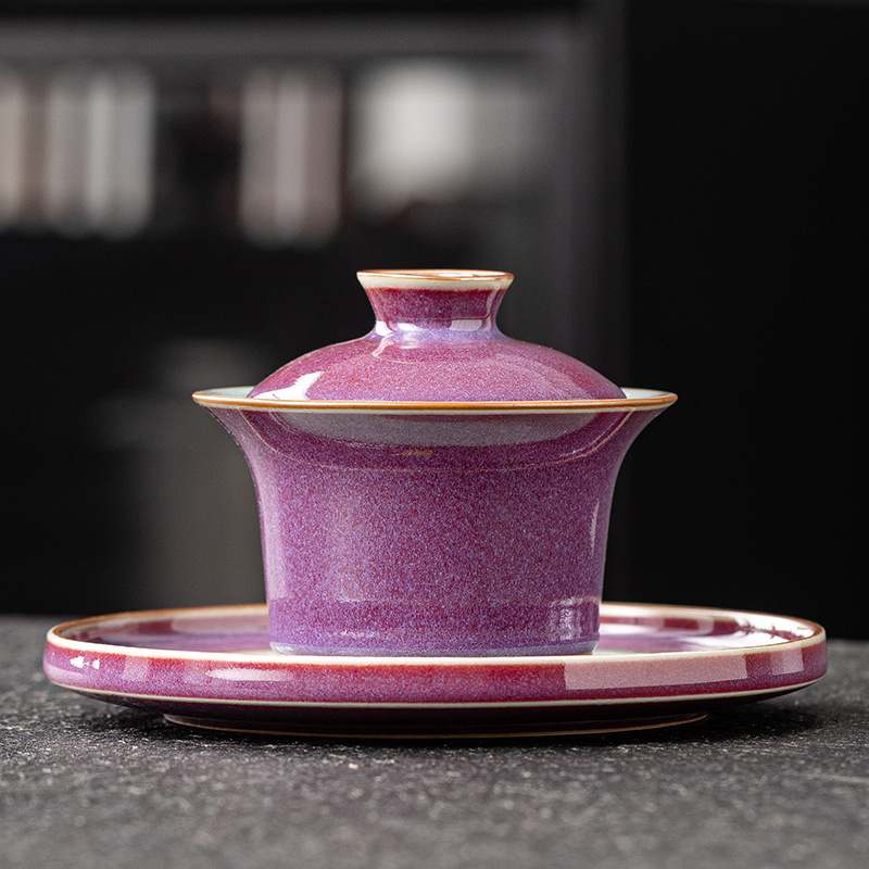 Set de ceai din porțelan Zijun Kiln Kung Fu cu model Ice Flower — ceainic, gaiwan și cești, în stil luxos ușor