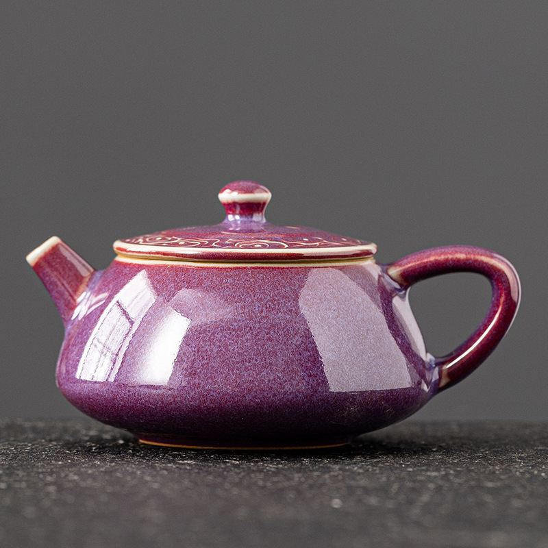 Set de ceai din porțelan Zijun Kiln Kung Fu cu model Ice Flower — ceainic, gaiwan și cești, în stil luxos ușor