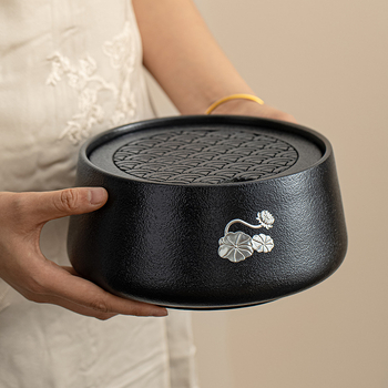 Minzheng Set ceramic pentru spălarea ceaiului în ceremonia Gongfu — vas pentru zaț de ceai, vas de apă, găleată cu apă uzată, vas de spălat cești