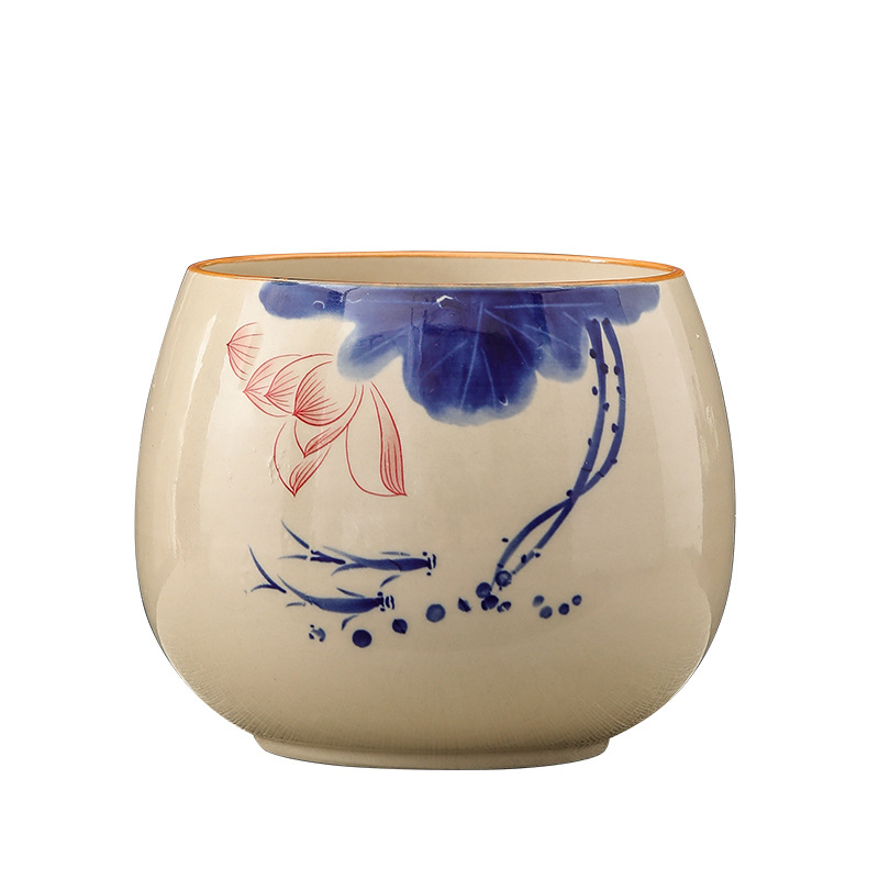 Vas ceramic pentru spălarea ceaiului, cu bazin de apă și găleată pentru apă reziduală pentru ceremonia Gongfu