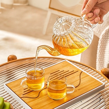 Ceainic din dovleac, sticlă borosilicat, rezistentă la temperaturi, cu filtru și accesorii pentru ceremonia ceaiului