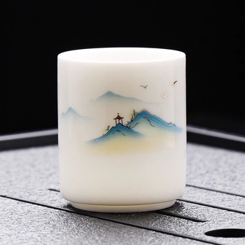 Ceșcă de ceai din porțelan alb, cu gură dreaptă, ceramică minimalistă pentru uz personal