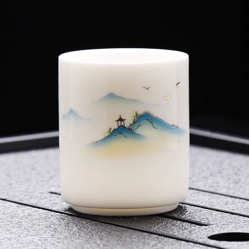 Ceșcă de ceai din porțelan alb, cu gură dreaptă, ceramică minimalistă pentru uz personal