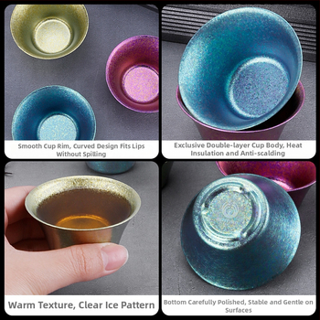 Set Gongfu din titan pur, portabil pentru casă și în aer liber, cu cești și boluri pentru ceai