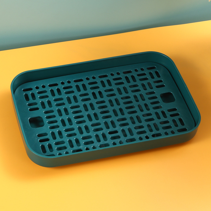 Tavă de ceai cu design îngroșat pentru uz casnic, suport dublu pentru cești cu scurgere, potrivit pentru living și picnic în aer liber