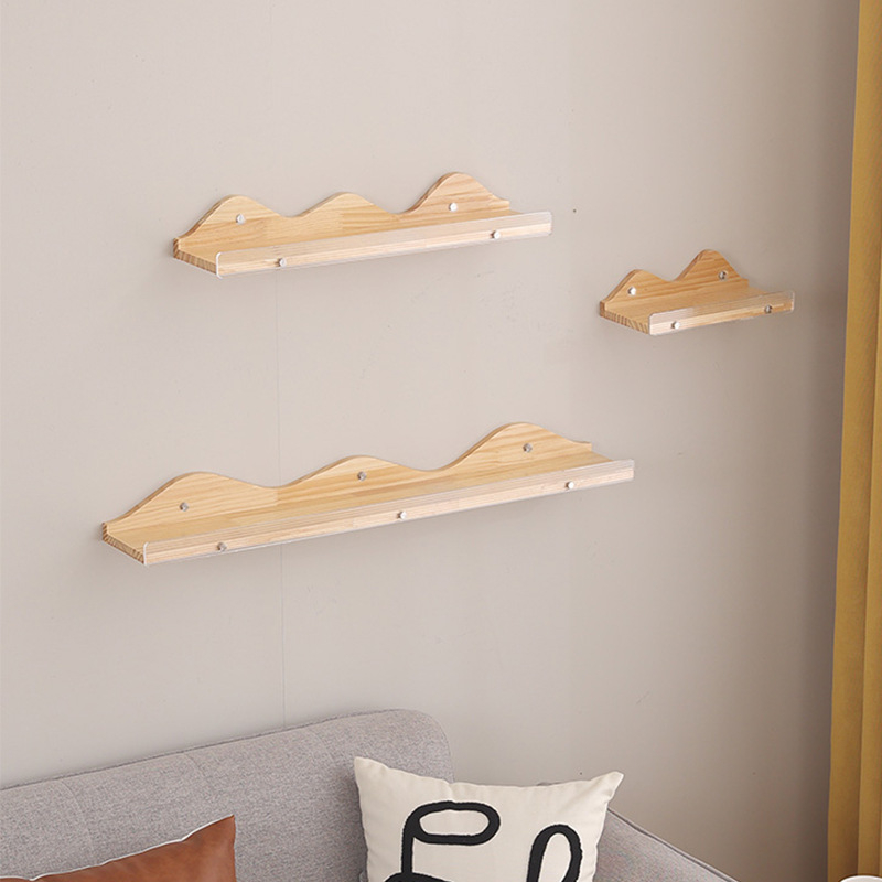 Raft de perete din lemn pentru cărți și reviste, decor pentru living