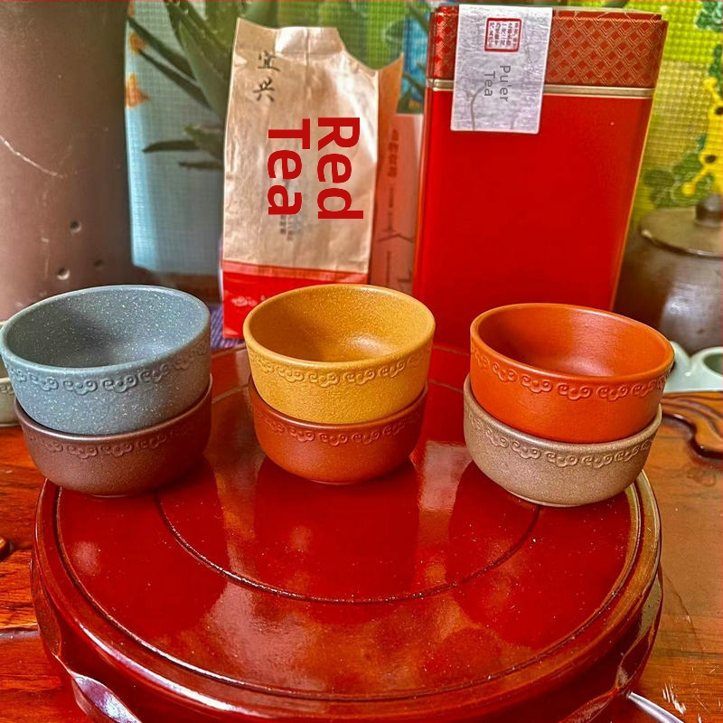 Set cadou de ceai Kung Fu din lut purpuriu, în cutie cadou, ceșcă principală și ceașcă de degustare, stil Chinez nou