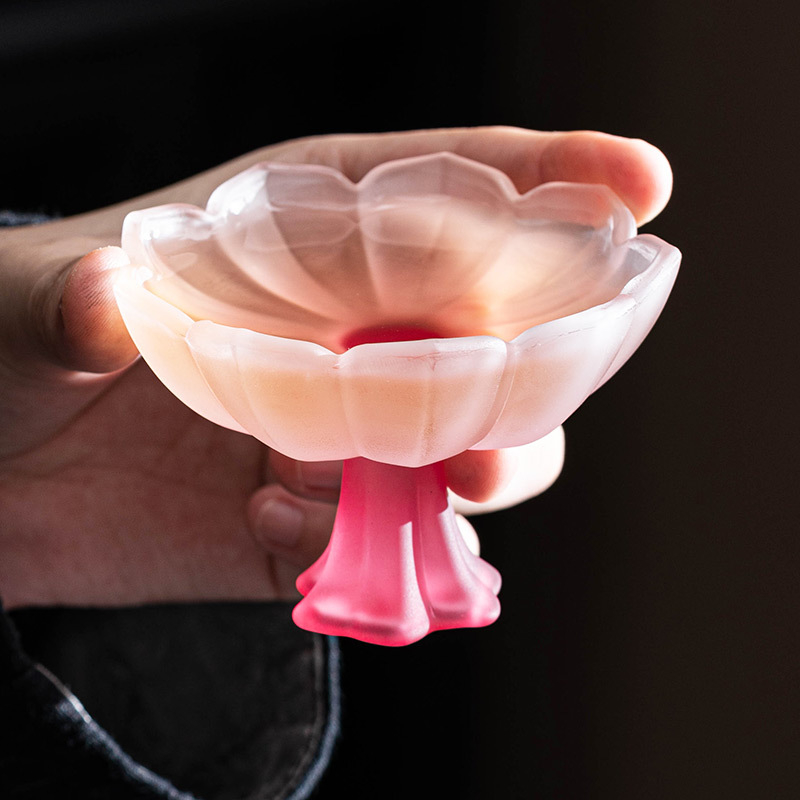 Ceai cu picior înalt, glazurat, cu ceașcă de aromă și pahare pentru vin de orez și soju – sticlă elegantă