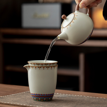 Ru Kiln Dunhuang teáskészlet: Gongfu kerámia, luxus, magas minőségű, irodai fogadásokhoz, ajándékdoboza