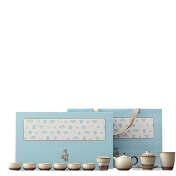 Ru Kiln Dunhuang teáskészlet: Gongfu kerámia, luxus, magas minőségű, irodai fogadásokhoz, ajándékdoboza