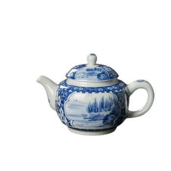 Ceainic din porțelan albastru-alb, cu filtru, stil chinezesc, ceramică de înaltă calitate pentru ceai acasă