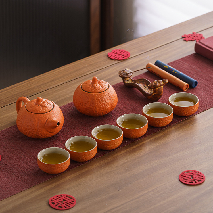 Set de ceai ceramic Persimmon Ruyi, ceainic și cești, în cutie cadou, personalizabil