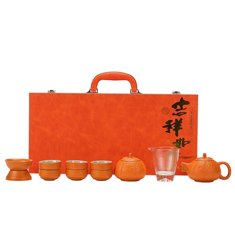 Set de ceai ceramic Persimmon Ruyi, ceainic și cești, în cutie cadou, personalizabil