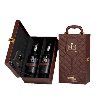 Cutie cadou pentru vin roșu, set de 2 piese, exterior din piele, cutie pentru șase sticle, personalizată