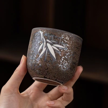 Ceșuță de ceai din ceramică, în stil japonez, pictură manuală, glazură rustică, pentru uz personal