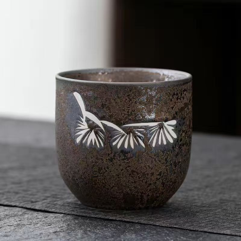 Ceșuță de ceai din ceramică, în stil japonez, pictură manuală, glazură rustică, pentru uz personal