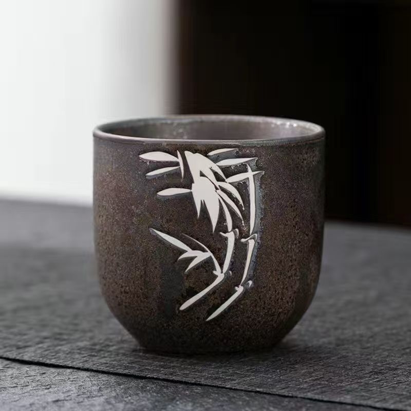 Ceșuță de ceai din ceramică, în stil japonez, pictură manuală, glazură rustică, pentru uz personal