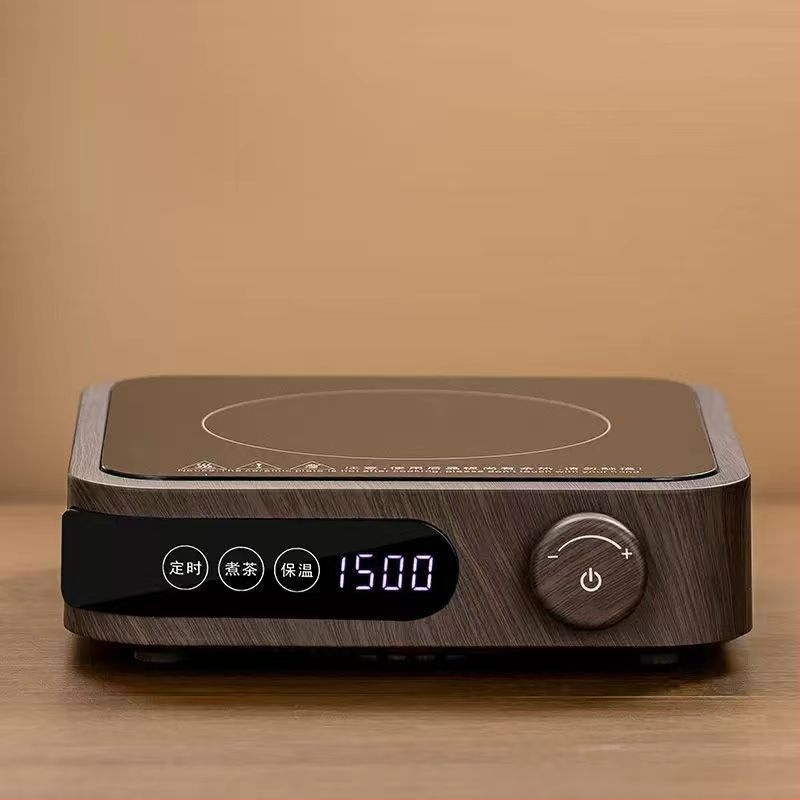 Ceainic din sticlă borosilicată, cu capacitate mare, mâner din lemn de nuc – aparat integrat pentru prepararea ceaiului, pentru plita electrică ceramică