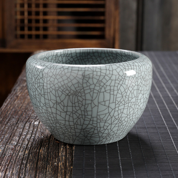 Vas ceramic mare pentru spălarea ceaiului, glazură crackle Ge kiln, set Kung Fu ceai