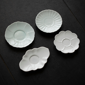 Suport pentru ceai din porțelan cu petale, suport ceramic pentru izolație termică, accesoriu pentru ceremonia ceaiului