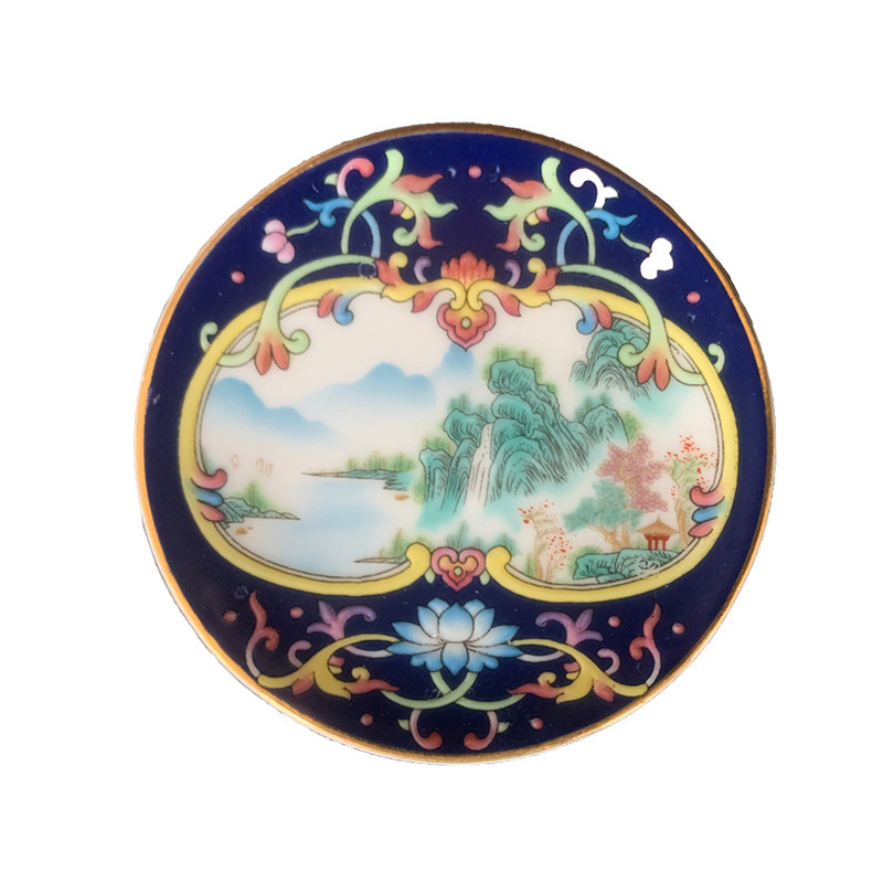 Suport ceramic emailat pentru capacul ceainicului, stil chinezesc vintage Gongfu, accesorii pentru setul de ceai, suport pentru cești și tavă de servire ceai pentru uz casnic