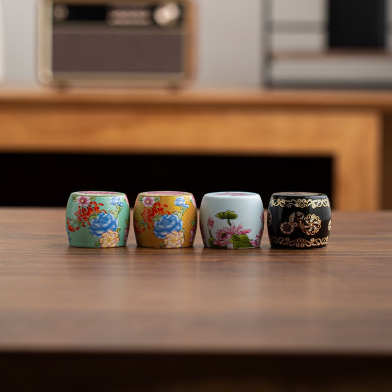 Suport ceramic emailat pentru capacul ceainicului și pernă pentru capacul vasului – accesorii ceremonie ceai Kung Fu