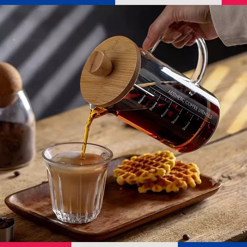 Presa franceză pentru cafea din sticlă borosilicat de înaltă calitate, pentru uz casnic, capac din oțel
