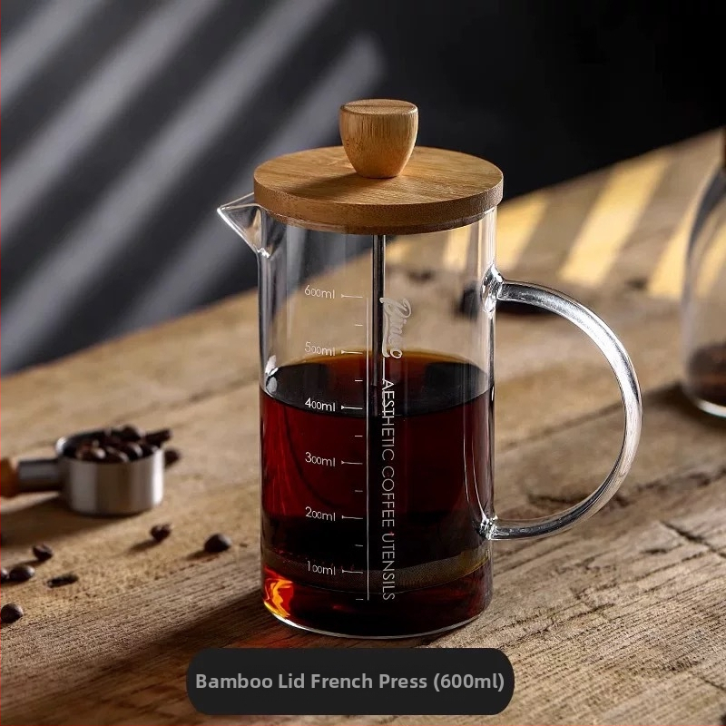 Presa franceză pentru cafea din sticlă borosilicat de înaltă calitate, pentru uz casnic, capac din oțel