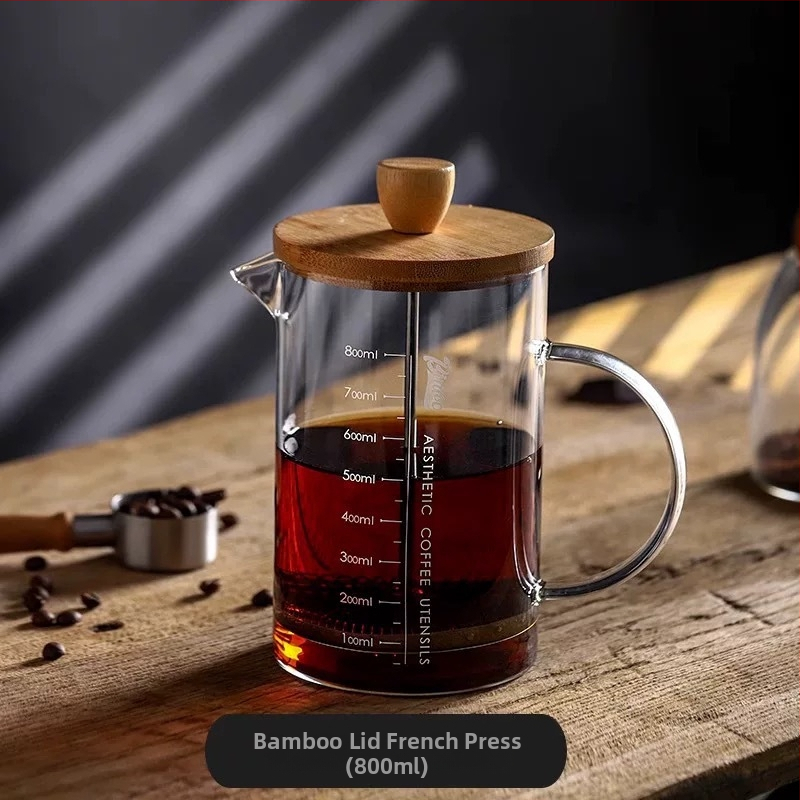 Presa franceză pentru cafea din sticlă borosilicat de înaltă calitate, pentru uz casnic, capac din oțel