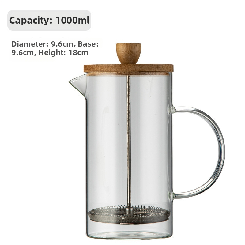Presa franceză pentru cafea din sticlă borosilicat de înaltă calitate, pentru uz casnic, capac din oțel
