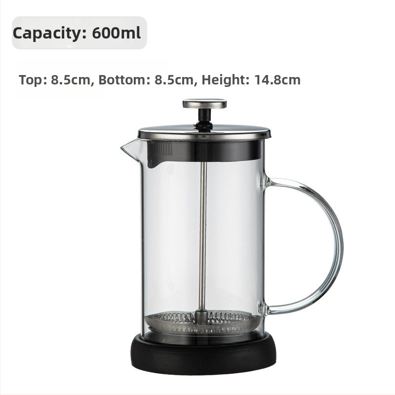 Presa franceză pentru cafea din sticlă borosilicat de înaltă calitate, pentru uz casnic, capac din oțel