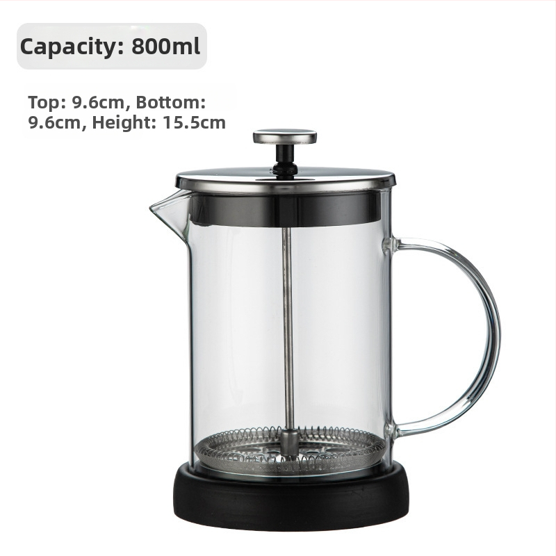 Presa franceză pentru cafea din sticlă borosilicat de înaltă calitate, pentru uz casnic, capac din oțel