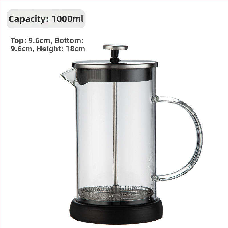 Presa franceză pentru cafea din sticlă borosilicat de înaltă calitate, pentru uz casnic, capac din oțel