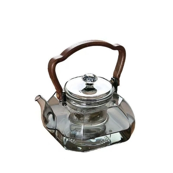 Ceainic din sticlă borosilicată, cu mâner pentru ridicare, pentru prepararea ceaiului pe aragaz, uz casnic