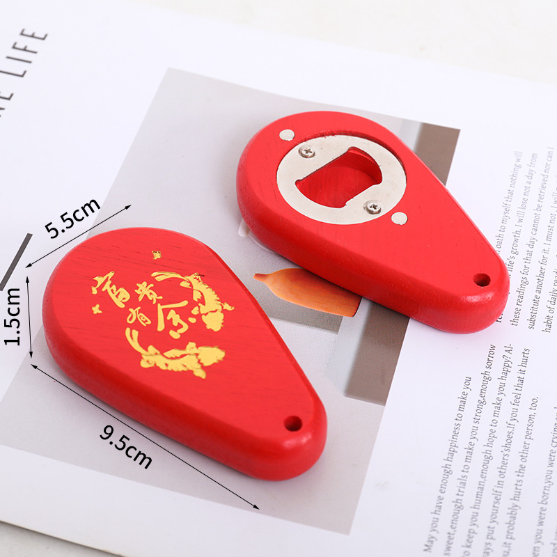 Deschizător de sticle din lemn, în formă de picătură de apă, design minimalist, magnetic