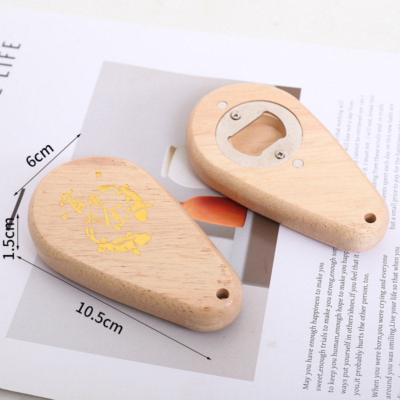 Deschizător de sticle din lemn, în formă de picătură de apă, design minimalist, magnetic