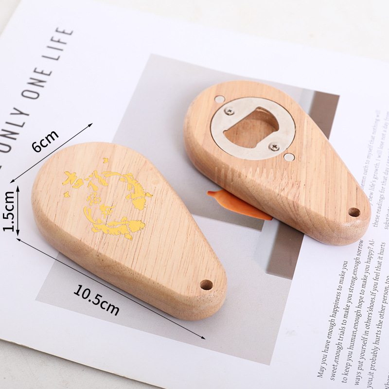 Deschizător de sticle din lemn, în formă de picătură de apă, design minimalist, magnetic