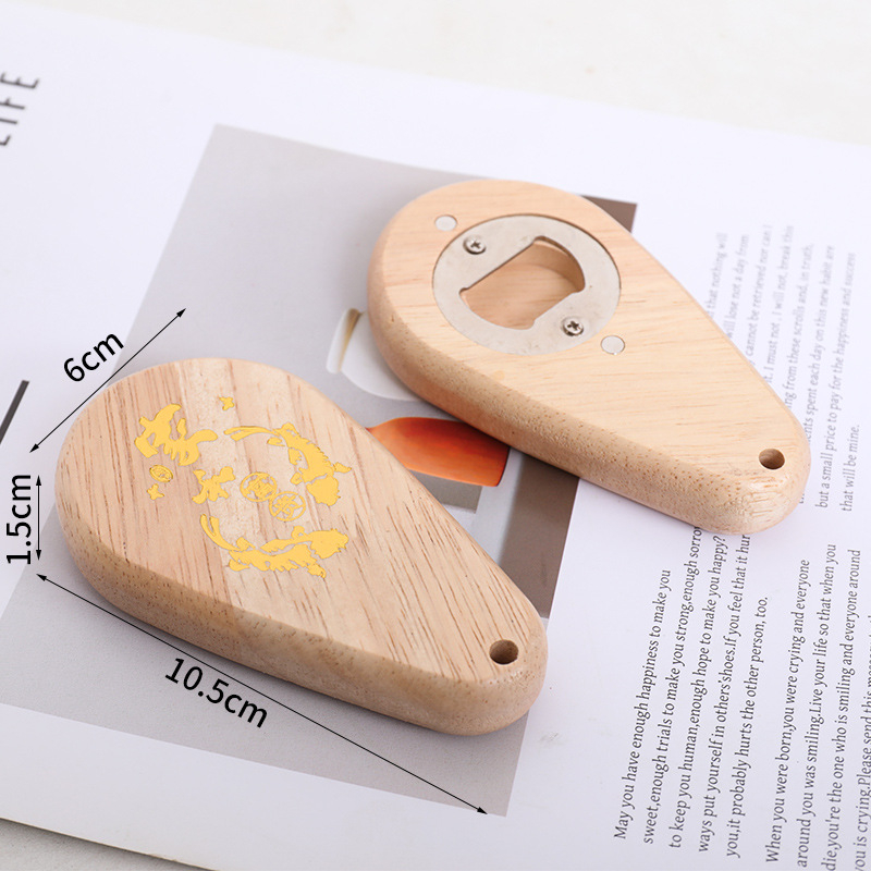 Deschizător de sticle din lemn, în formă de picătură de apă, design minimalist, magnetic