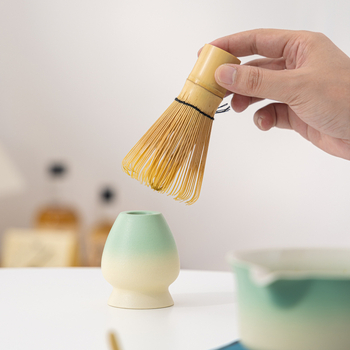 Set pentru ceremonia ceaiului în stil chinezesc cu bol de matcha în gradient, perie pentru ceai și amestecător, ceramică personalizabilă