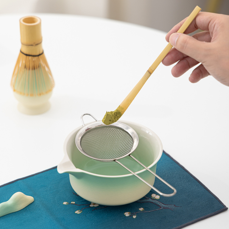 Set pentru ceremonia ceaiului în stil chinezesc cu bol de matcha în gradient, perie pentru ceai și amestecător, ceramică personalizabilă