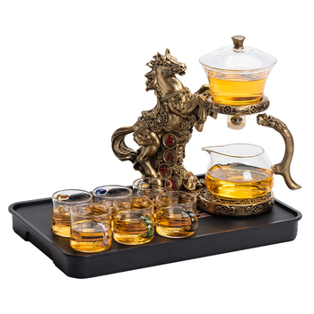 Set de ceai automat pentru uz casnic, cu sistem magnetic de infuzare și ceainic din sticlă, design elegant