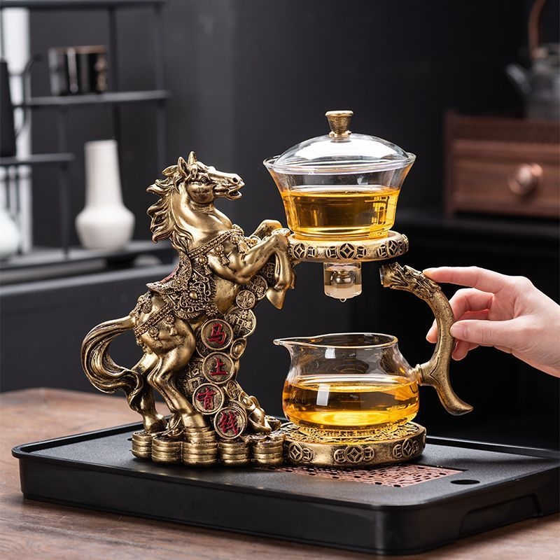 Set de ceai automat pentru uz casnic, cu sistem magnetic de infuzare și ceainic din sticlă, design elegant