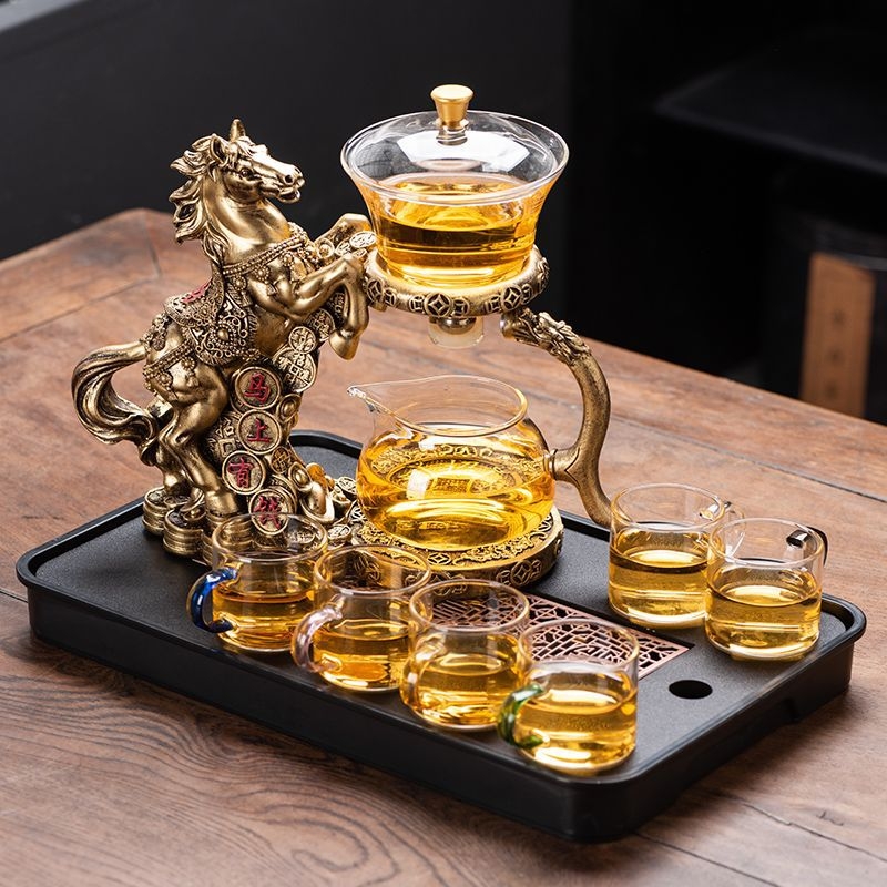 Set de ceai automat pentru uz casnic, cu sistem magnetic de infuzare și ceainic din sticlă, design elegant